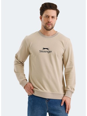 Slazenger Erkek Sweatshirt Bej Klasik Stil Normal Kalıp Uzun Kollu Rahat Kullanım
