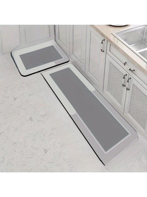 Su Emici Paspas Mutfak Paspası Şık Tasarım Kaymaz Taban 156*38 cm Takım 38X58 cm Yazısız Model M-61