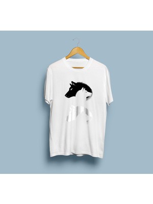 Oversize Wolf Couple / Çift Kurt Tasarım Unisex T-Shirt