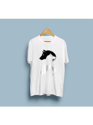 Oversize Wolf Couple / Çift Kurt Tasarım Unisex T-Shirt