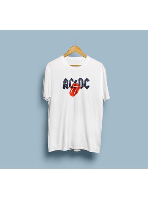 Oversize Ac/dc Yazılı Tasarım Unisex T-Shirt
