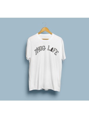 Oversize Thug Life Yazı Tasarım Unisex T-Shirt