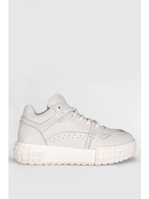 Burton Erkek Deri Sneaker Ayakkabı Beyaz