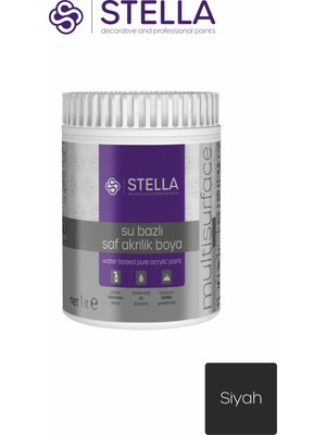 Stella Boya Saf Akrilik 1 Lt Siyah Boya