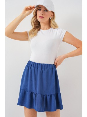 Gökyüzü Moda Ayrobin Mini Etek 8054 - Indigo