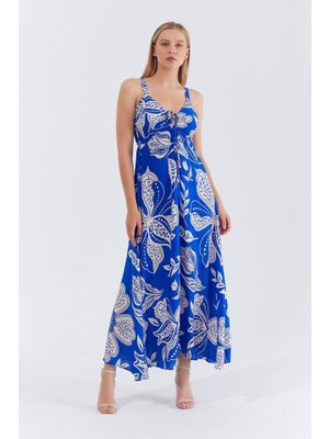 Nidam Butik Askılı Viscon Elbise - Saks