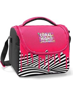 Coral High Kız Çocuk Beslenme Çantası - Thermo - Pembe Siyah Beyaz Boya Desenli