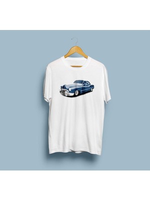 Oversize Klasik Mavi Araba Tasarım Unisex T-Shirt