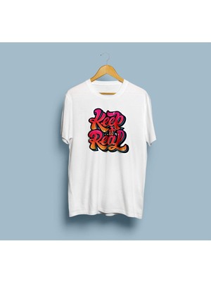Oversize Keep It Real Graffiti Tasarım Unisex T-Shirt
