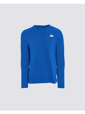 Kappa Axel Erkek Mavi Regular Fit Tişört Uzun Kol Günlük Stil %100 Pamuk Düz Desen