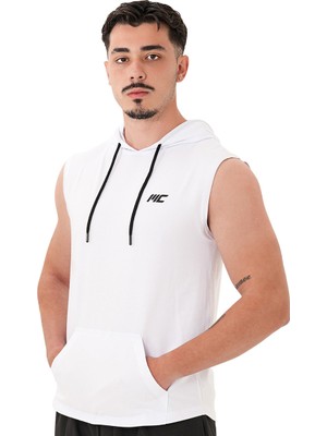 Musclecloth Training Kapüşonlu Kolsuz T-Shirt Beyaz