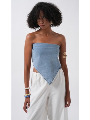 Passense Bağlamalı Denim Crop