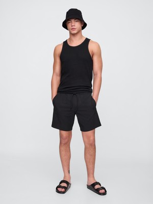 Gap Erkek Siyah 6" Relaxed Seersucker Yüzme Şortları