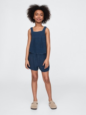 Gap Kız Çocuk Lacivert Crinkle Gauze Denim Şort