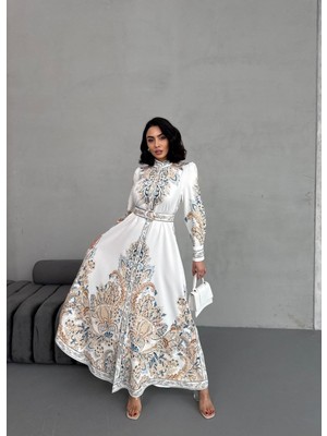 Atlas Kumaş Elbise (Kemer Dahildir)