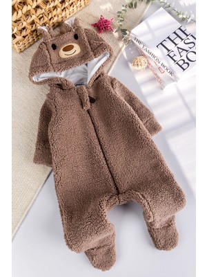 Kapüşonlu Welsoft Peluş Kışlık Kız/erkek Bebek Tulum