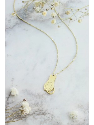 Kedi 14 Ayar Altın Kolye