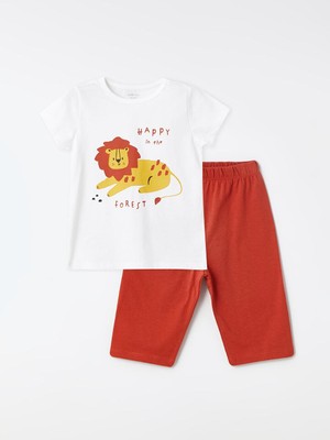 Bisiklet Yaka Kısa Kollu Baskılı Erkek Bebek Pijama Takımı  (S4)