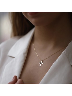 Haç 14 Ayar Altın Kolye