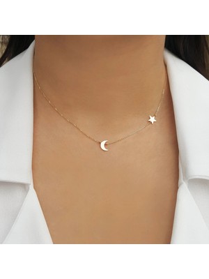 Ay Yıldız 14 Ayar Altın Kolye