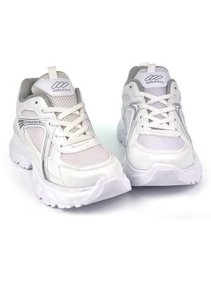 Kadın Beyaz Hafif Fileli Günlük Rahat Sneaker Spor Ayakkabı