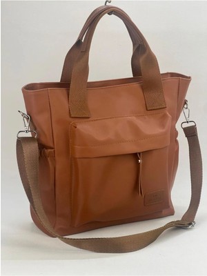 Çok Bölmeli Saten Cepli Su Geçirmez Kumaş Kolon Askılı Kadın Omuz Çantası