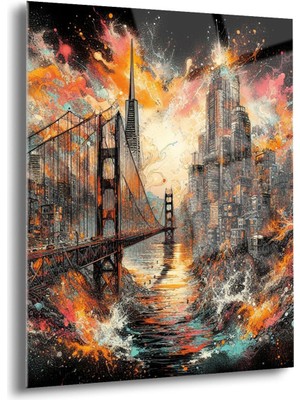 Shiny Art Brooklyn Köprüsü Cam Tablo - MOD085