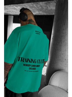 Erkek Bntn Yeşil Training Club Oversize Fit Bol Geniş Kalıp Salaş Kesim T-Shirt