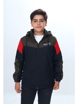 Toontoy Erkek Çocuk Sport Baskılı Kapüşonlu Yağmurluk