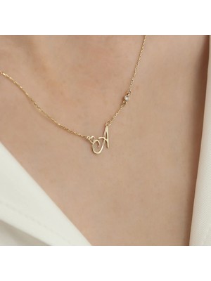 A Harf 14 Ayar Altın Kolye