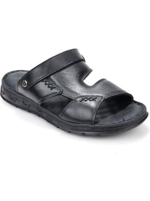Papuçcity Aldmr 801 Ortopedik Erkek Masaj Tabanlı Hakiki Deri Sandalet Terlik