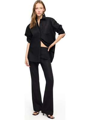 Siyah Dellas Slim Fit Yüksek Bel Pantolon