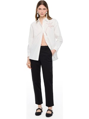 Siyah Denim Slim Fit Yüksek Bel Denim