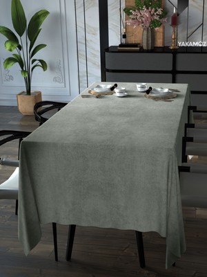 YAKAMOZ Taş Rengi Kadife Dokulu Masa Örtüsü  Dertsiz Velvet Touch Serisi