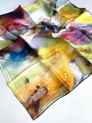 La Boutique Sura Saf Ipek Eşarp 49182 Turuncu Karışık Desen