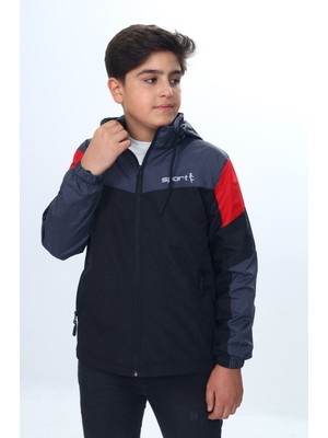 Toontoy Erkek Çocuk Sport Baskılı Kapüşonlu Yağmurluk