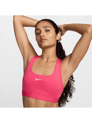Nike Swoosh Light Support Dolgusuz Kadın Pembe Spor Sütyeni DX6817-629