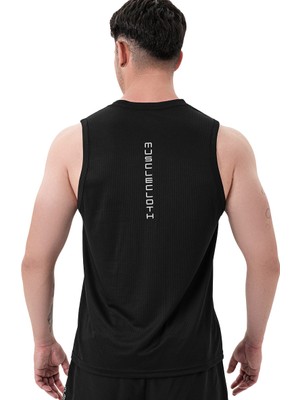 Musclecloth Siyah Performance Atlet Erkek için Nefes Alabilir Kumaş ve Spor Tasarım