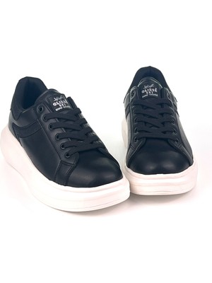 Kadın Siyah Beyaz Simli Rahat Günlük Sneaker Spor Ayakkabı