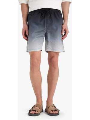 Defacto Z6873 Siyah Regular Fit Degrade Baskılı File Astarlı Diz Üstü Deniz Şortu