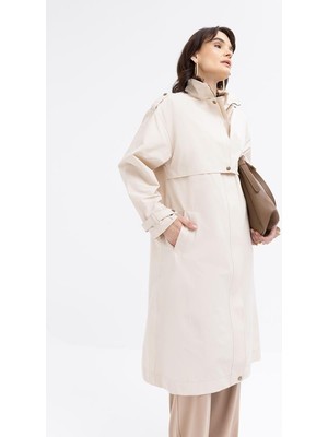 Taş-Cepli Rüzgarlıklı Trençkot