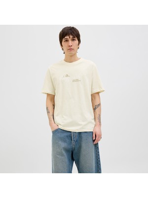 Jack & Jones Jack&jones Star Erkek Ekru Yuvarlak Yaka Tişört