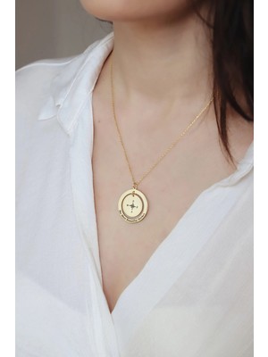 Pusula 14 Ayar Altın Kolye