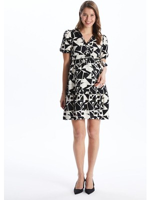 Gömlek Yaka Desenli Hamile Elbise  (S4)