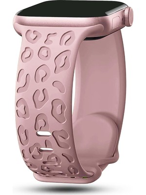 Apple Watch 6 7 8 9 10 Se Ultra Uyumlu 42-44-45-46-49MM Leopar Desenli Silikon Spor Kordon