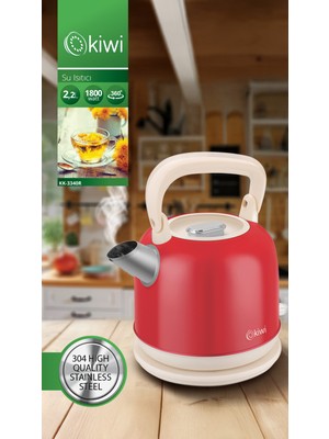 Kiwi KK-3340 Paslanmaz Çelik Retro Su Isıtıcı Kettle 2,2 Litre 1800 Watt Güçlü Isıtma