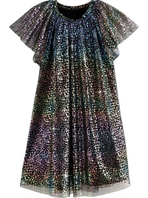 Kız Çocuk Renk Geçişli Astarlı Renkli Şık Elbise