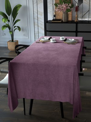 YAKAMOZ Lavanta Pembesi Kadife Dokulu Masa Örtüsü  Dertsiz Velvet Touch Serisi