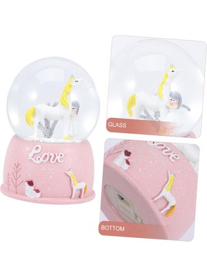 Büro Ev Ofis Dekoru Için Sevimli Atlı Kız Stil Işıklı Mini Kar Küresi