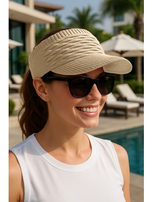 Örgü Vizör Şapka – Yazlık Gölgelikli Spor Golf, Yürüyüş, Tenis Şapkası
